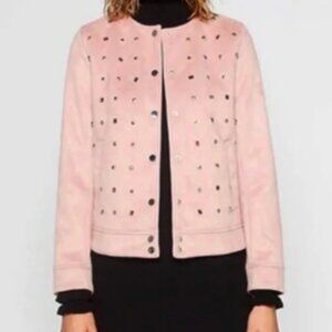 Zara pink suede bomber jacket, size S (US 4)